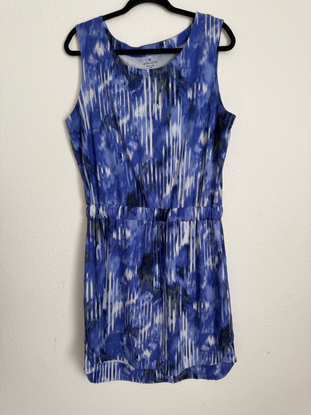 Athleta Blue & White Watercolor-Print Sleeveless Mini Dress - Picture 2 of 7